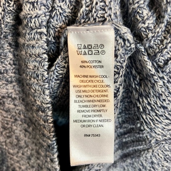 Joie Blue Marled Knit Crewneck Sweater with Step Hem Side Buttons Size Large - Picture 7 of 7